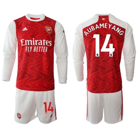 Billiga Fotbollströjor Arsenal Pierre-Emerick Aubameyang 14 Barn Hemma tröja 2020/21 Långärmad